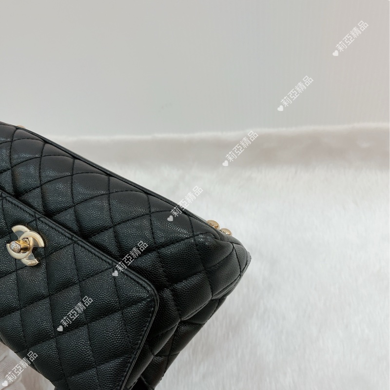 莉亞精品♡Chanel A92990 手把 handle 黑金 二手-9
