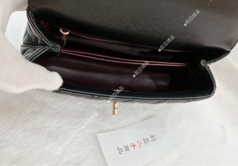 莉亞精品♡Chanel A92990 手把 handle 黑金 二手-15