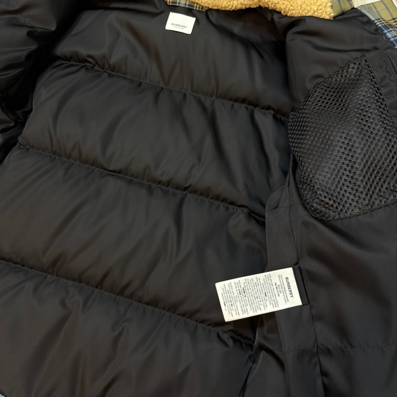 BURBERRY英國藍綠格紋連帽鵝絨外套S-8