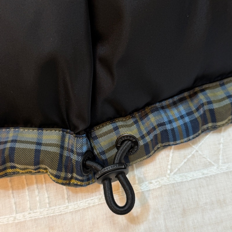 BURBERRY英國藍綠格紋連帽鵝絨外套S-11