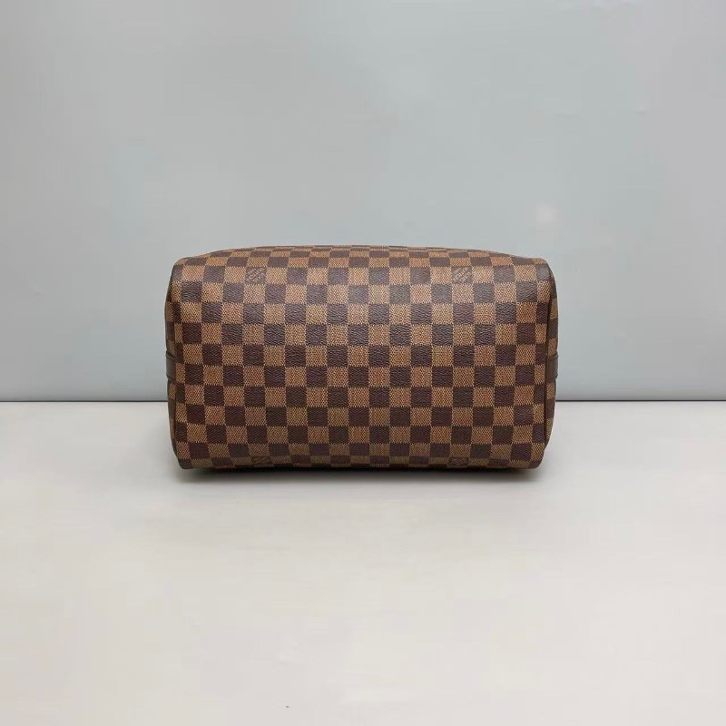LV路易威登棕棋盤格Speedy30肩帶款枕頭包-4