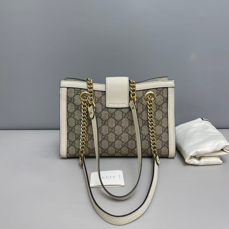 Gucci Padlock小號老花白色肩背包-1