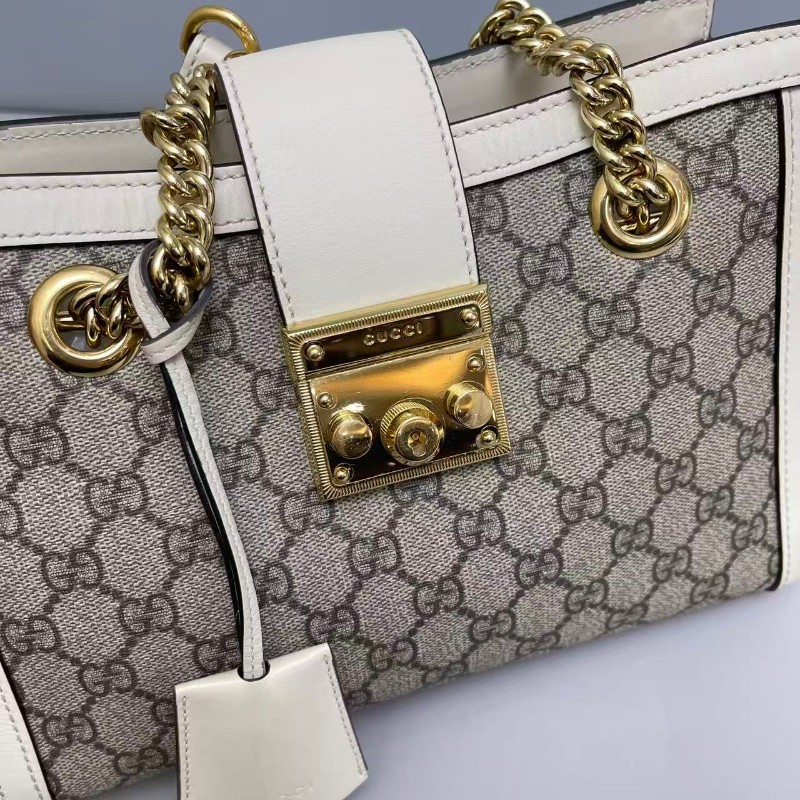 Gucci Padlock小號老花白色肩背包-2