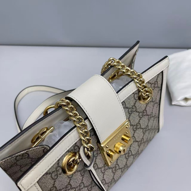 Gucci Padlock小號老花白色肩背包-3