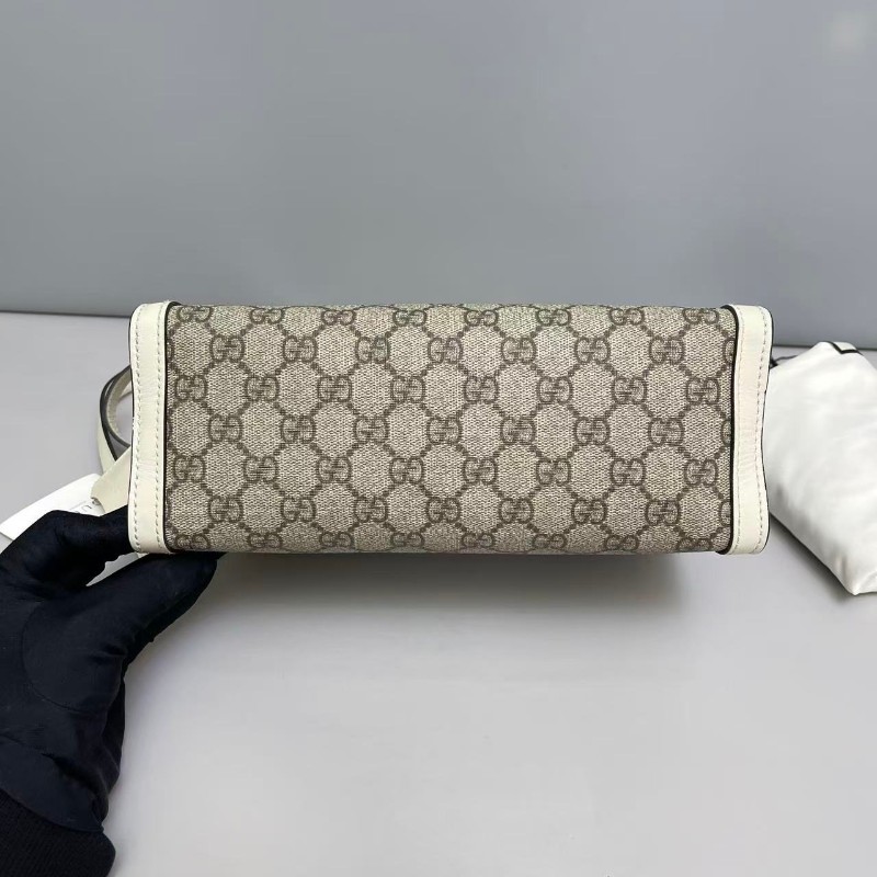 Gucci Padlock小號老花白色肩背包-5