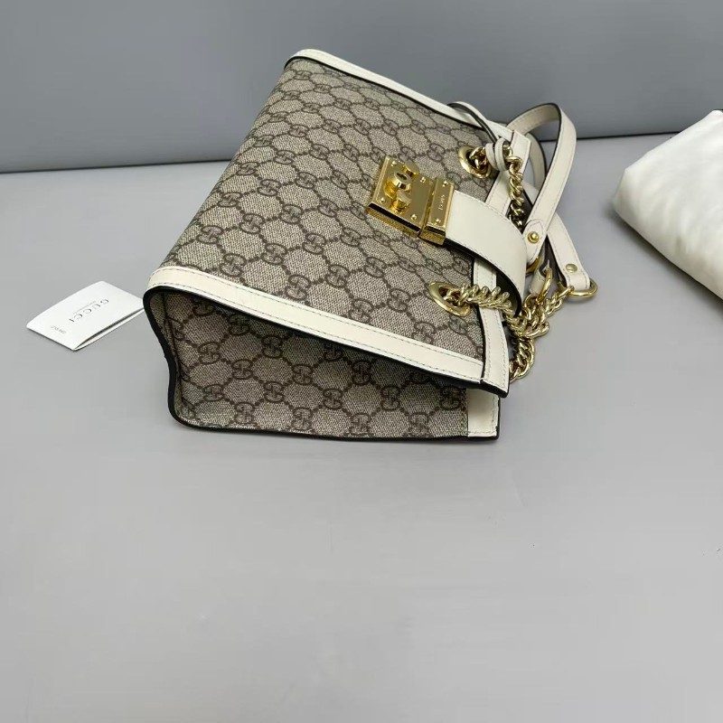Gucci Padlock小號老花白色肩背包-6