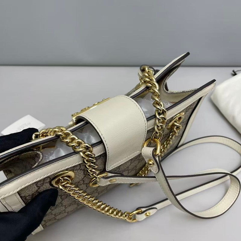 Gucci Padlock小號老花白色肩背包-7