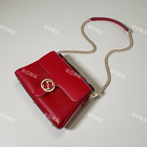 莉亞精品♡Gucci 510302 風琴郵差包 紅 二手