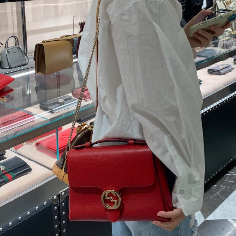 莉亞精品♡Gucci 510302 風琴郵差包 紅 二手-1