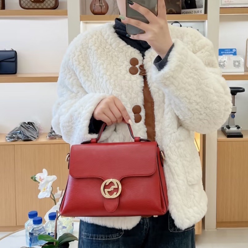 莉亞精品♡Gucci 510302 風琴郵差包 紅 二手-2
