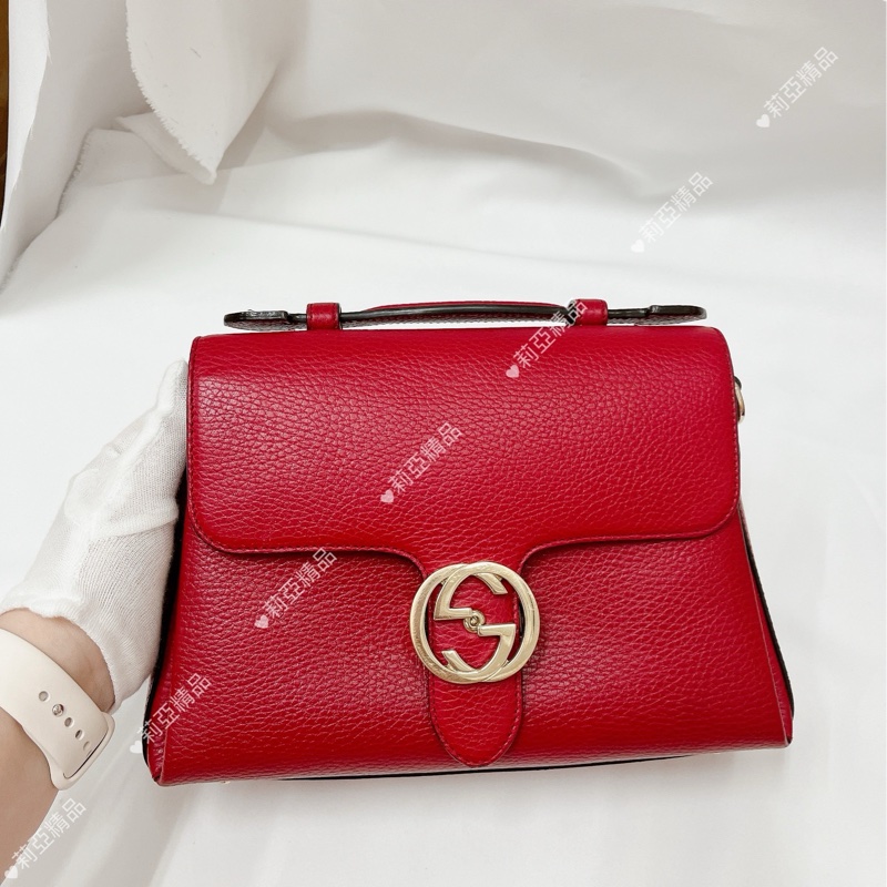 莉亞精品♡Gucci 510302 風琴郵差包 紅 二手-3