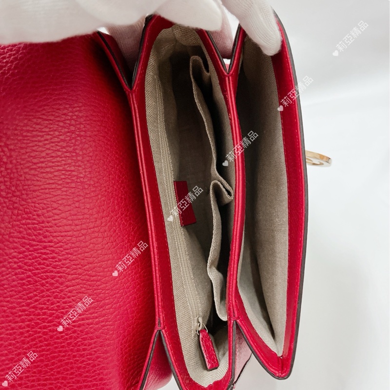 莉亞精品♡Gucci 510302 風琴郵差包 紅 二手-11