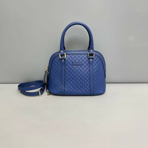 Gucci Micro藍色牛皮壓紋貝殼包