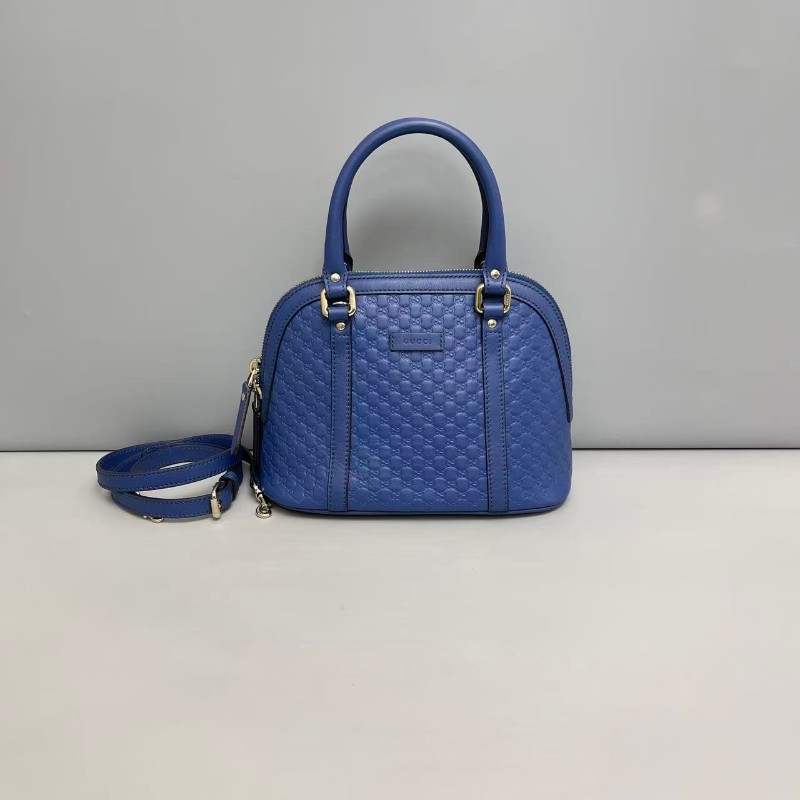 Gucci Micro藍色牛皮壓紋貝殼包-0