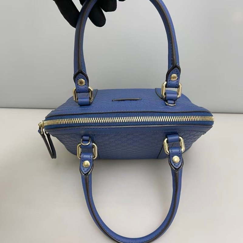 Gucci Micro藍色牛皮壓紋貝殼包-4