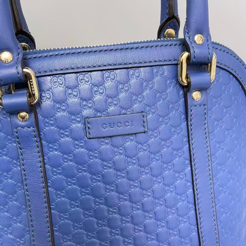 Gucci Micro藍色牛皮壓紋貝殼包-5