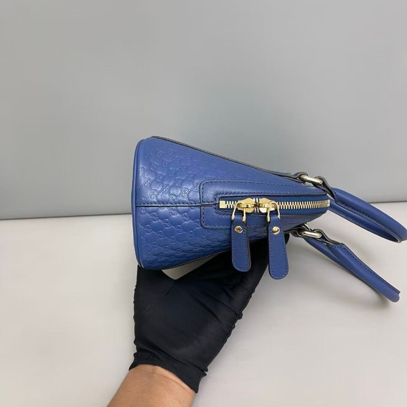 Gucci Micro藍色牛皮壓紋貝殼包-6