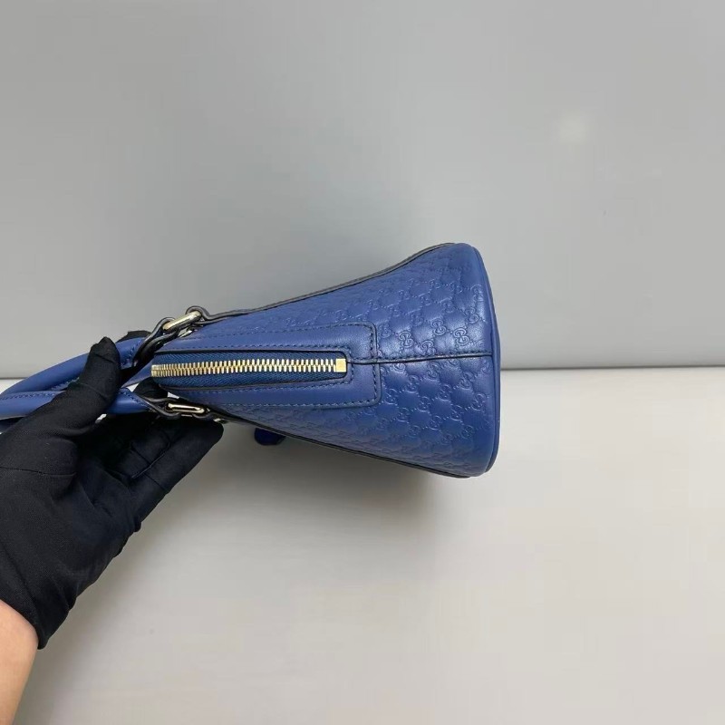 Gucci Micro藍色牛皮壓紋貝殼包-7