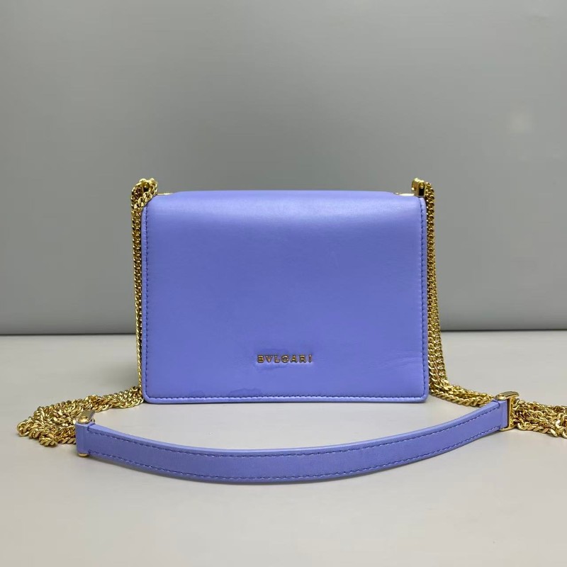 Bvlgari 藍紫色全皮金蛇頭雙鏈包-1