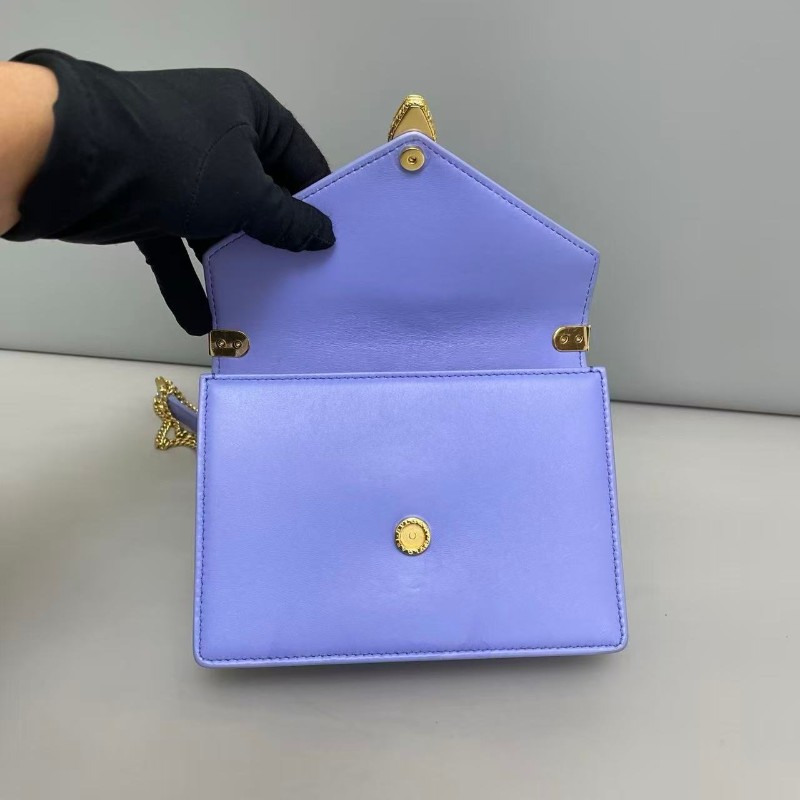 Bvlgari 藍紫色全皮金蛇頭雙鏈包-2