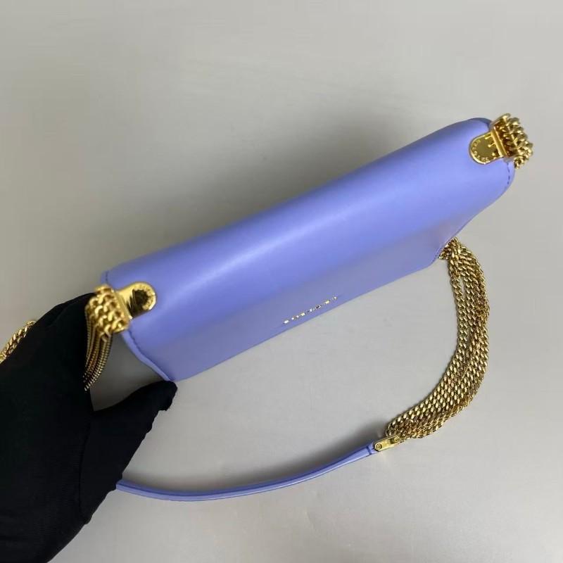 Bvlgari 藍紫色全皮金蛇頭雙鏈包-3