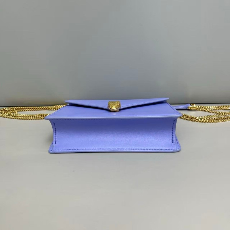 Bvlgari 藍紫色全皮金蛇頭雙鏈包-4