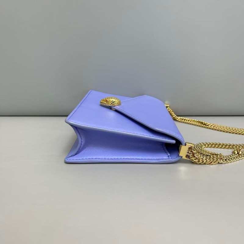Bvlgari 藍紫色全皮金蛇頭雙鏈包-6