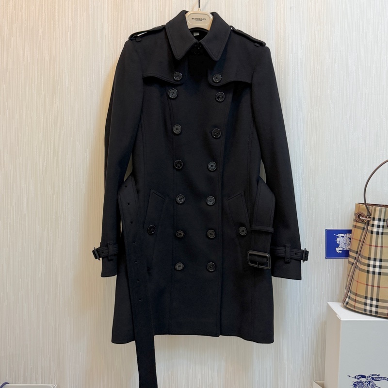 BURBERRY英國黑色軍裝羊毛羊絨大衣UK6-1