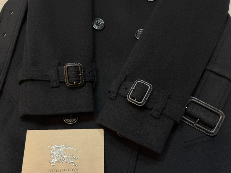 BURBERRY英國黑色軍裝羊毛羊絨大衣UK6-3