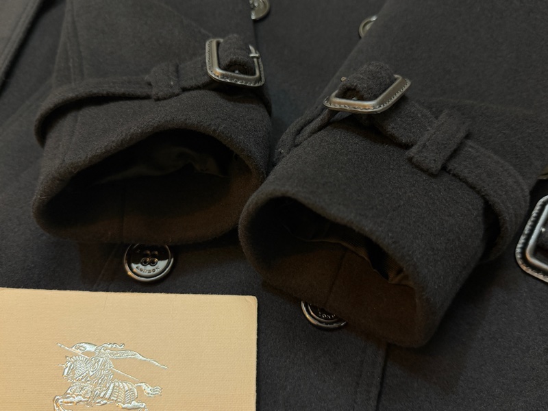 BURBERRY英國黑色軍裝羊毛羊絨大衣UK6-4