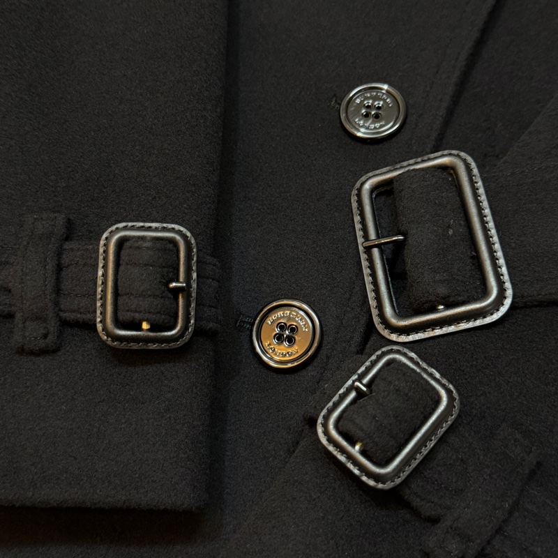 BURBERRY英國黑色軍裝羊毛羊絨大衣UK6-5