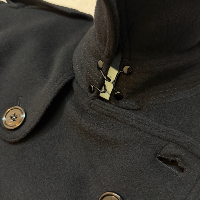 BURBERRY英國黑色軍裝羊毛羊絨大衣UK6-7