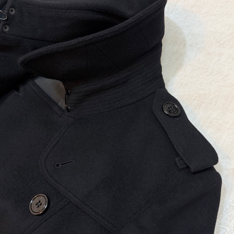 BURBERRY英國黑色軍裝羊毛羊絨大衣UK6-8