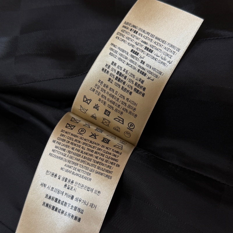 BURBERRY英國黑色軍裝羊毛羊絨大衣UK6-13