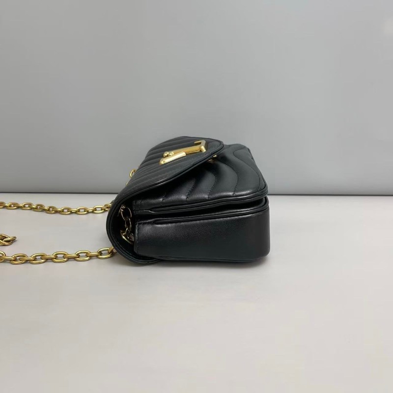 LV路易威登New Wave黑金全皮小號鏈條斜背包肩背包-3