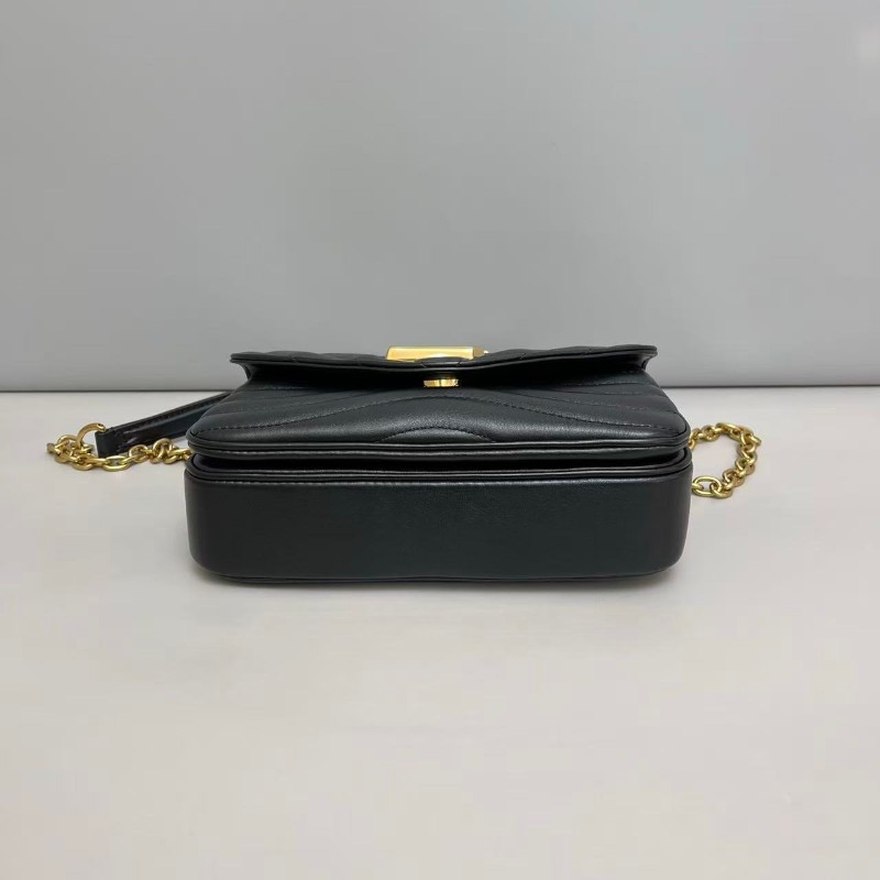 LV路易威登New Wave黑金全皮小號鏈條斜背包肩背包-4