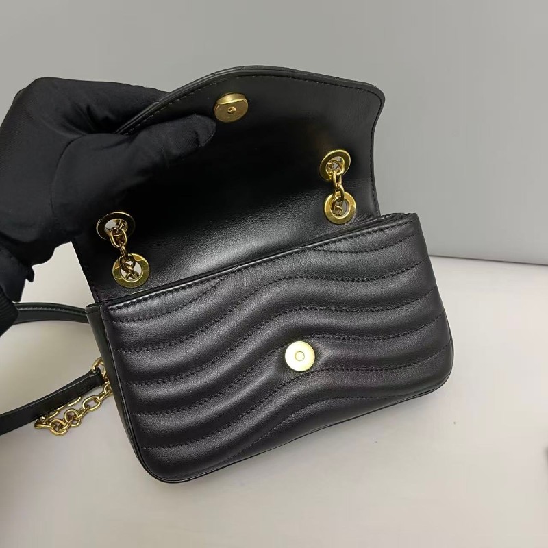 LV路易威登New Wave黑金全皮小號鏈條斜背包肩背包-7