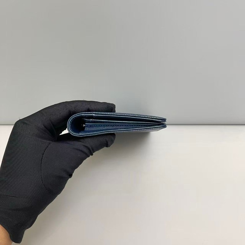 Chanel 深藍色牛皮荔枝紋雙C長款銀包 長夾-3