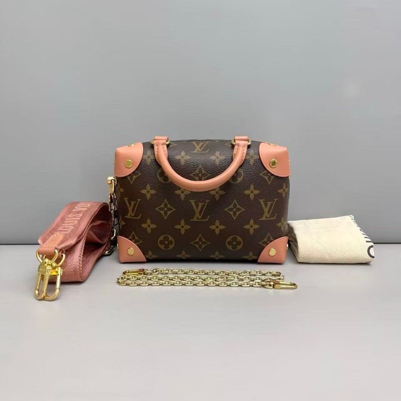 LV Petite Malle Souple老花粉色八角盒子-1