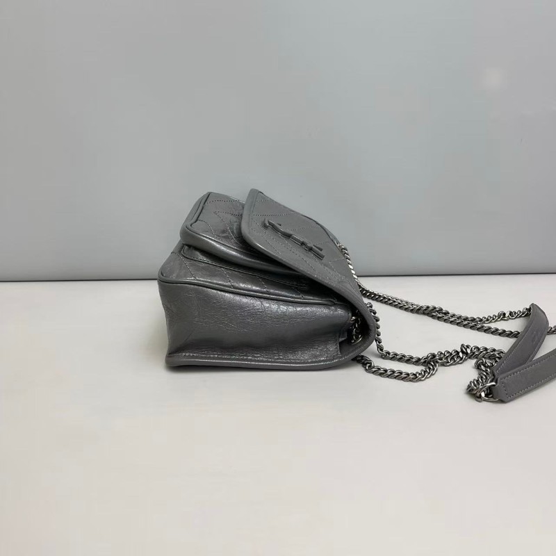 YSL Niki小號灰色全皮小號郵差包 D扣-4