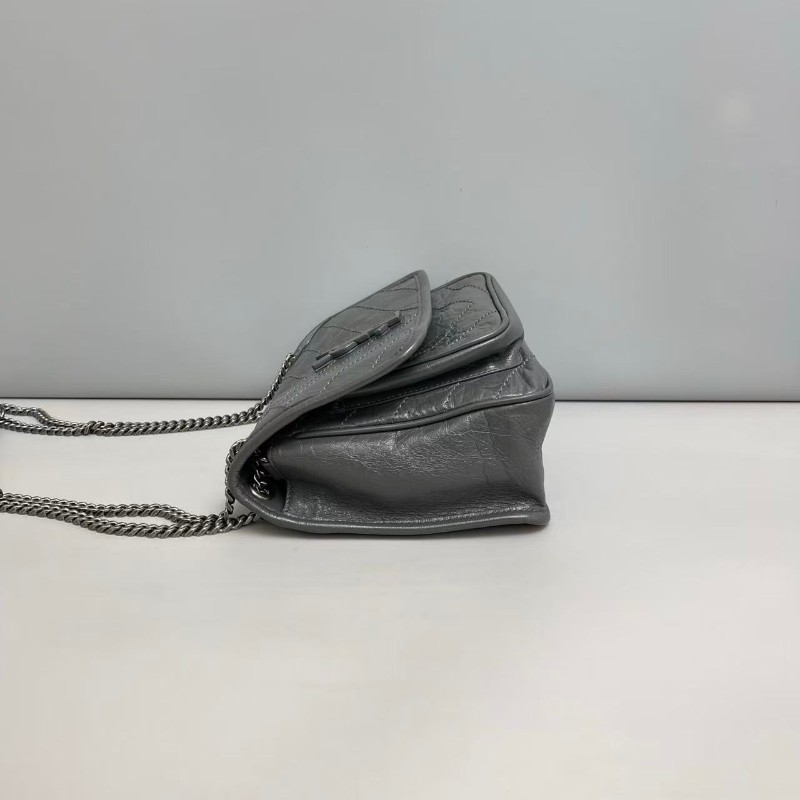 YSL Niki小號灰色全皮小號郵差包 D扣-5