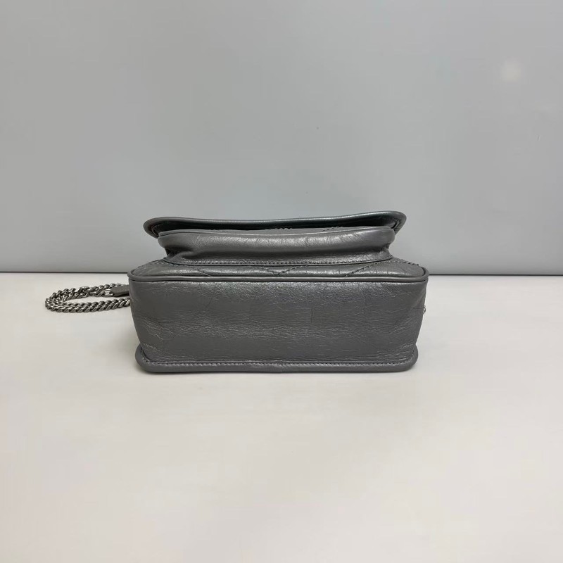 YSL Niki小號灰色全皮小號郵差包 D扣-6