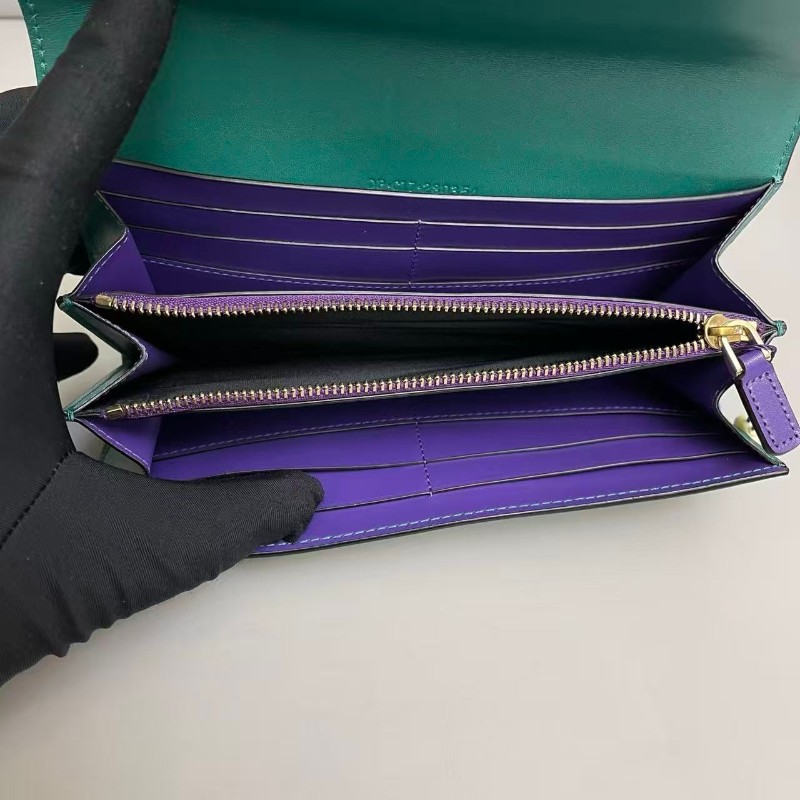 Bvlgari 全皮祖母綠長款蛇頭 長夾 銀包-7