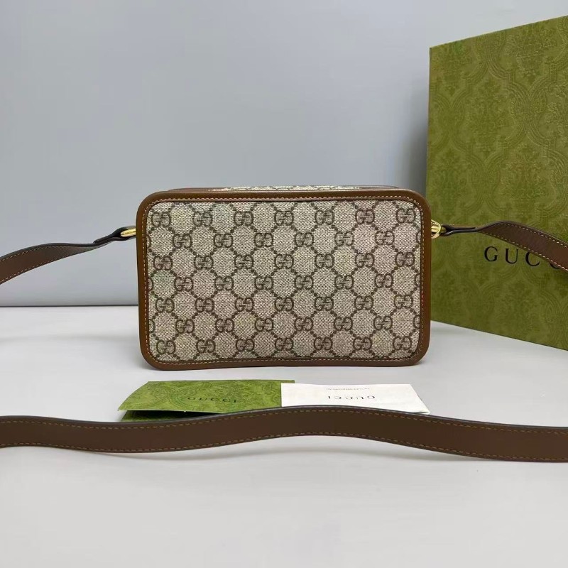 Gucci 老花焦糖色雙G相機包-1