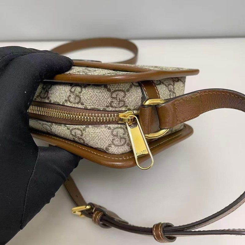 Gucci 老花焦糖色雙G相機包-7