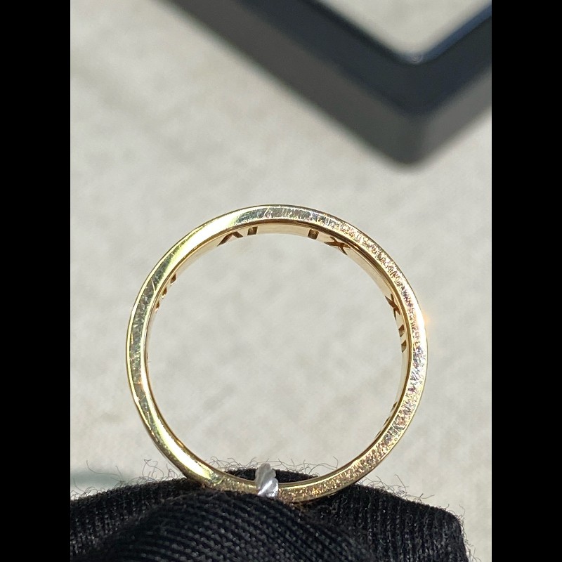 Tiffany 18k玫瑰金atlas羅馬鏤空四鑽戒指52號-7