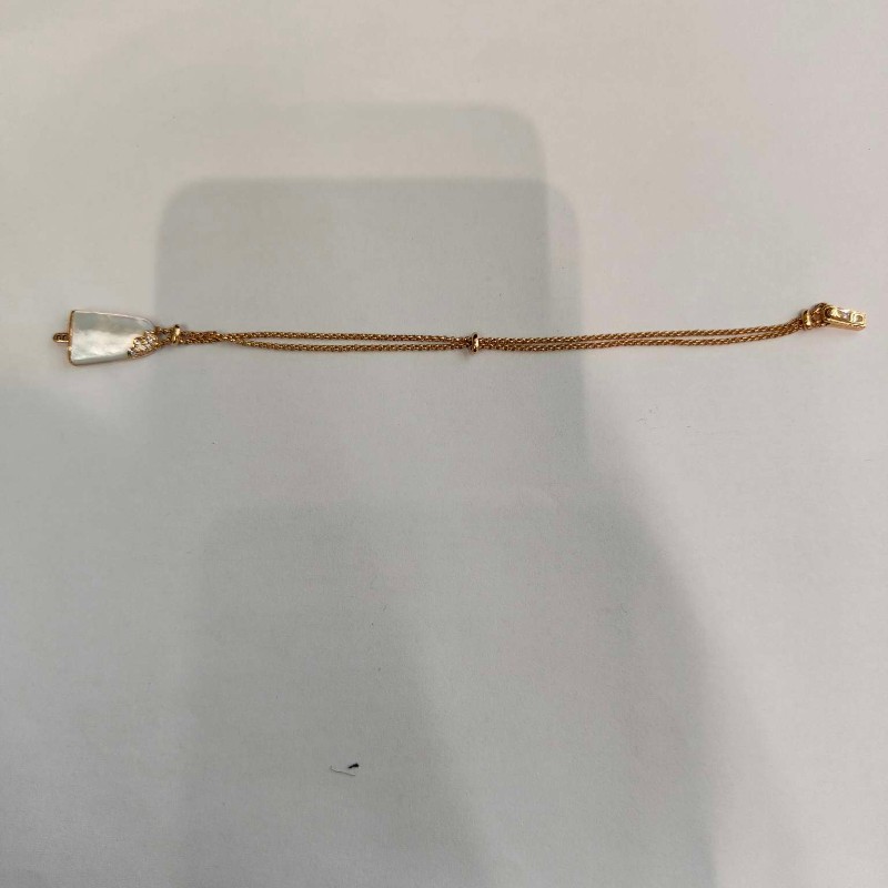 BVLGARI S號玫瑰金鑲鑽白貝母冰淇淋手鍊-5