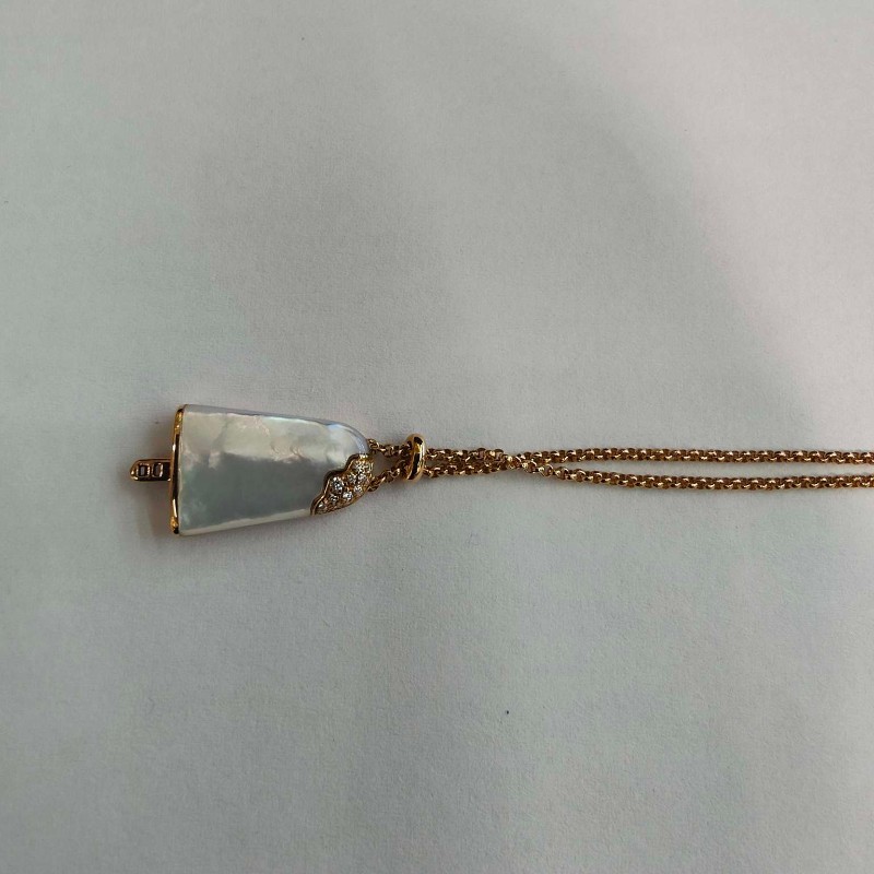 BVLGARI S號玫瑰金鑲鑽白貝母冰淇淋手鍊-6