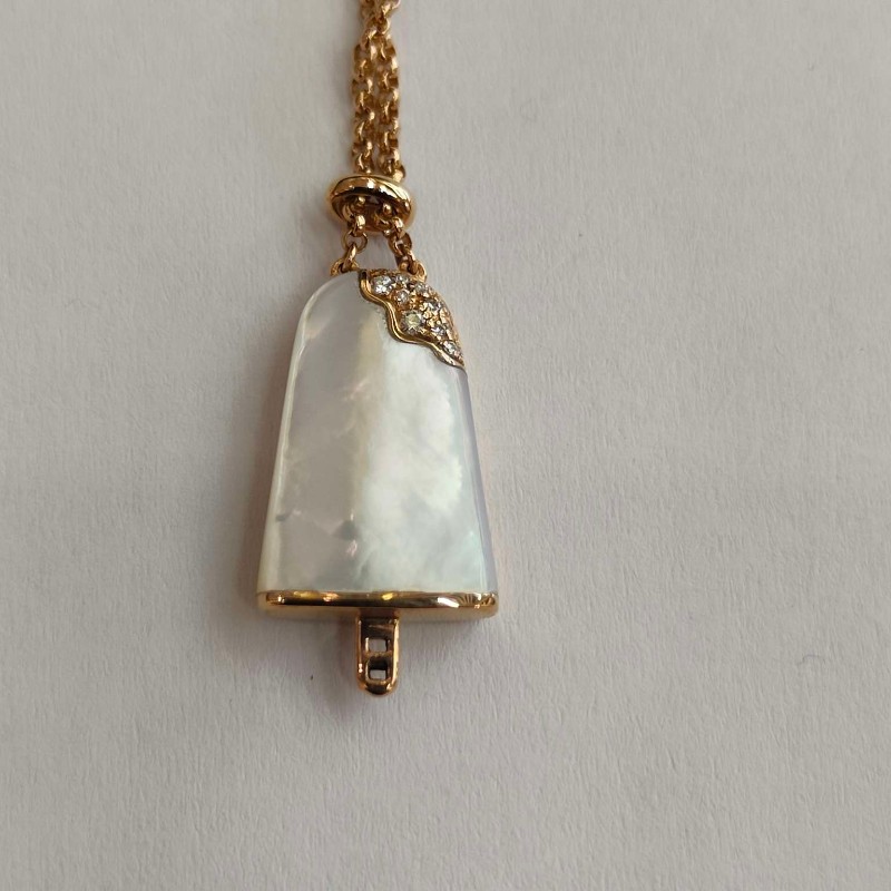 BVLGARI S號玫瑰金鑲鑽白貝母冰淇淋手鍊-9