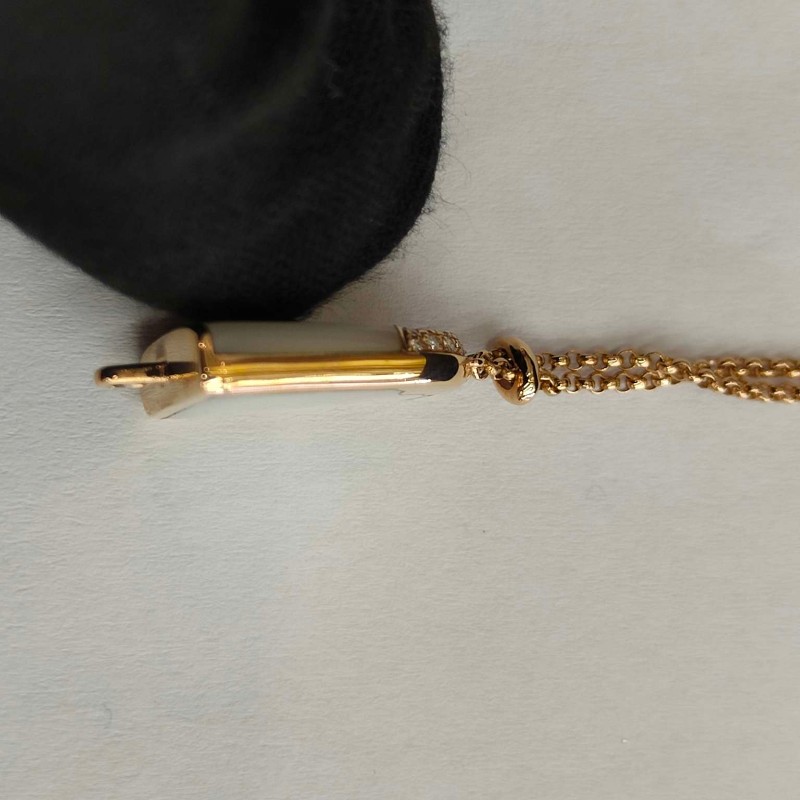 BVLGARI S號玫瑰金鑲鑽白貝母冰淇淋手鍊-11